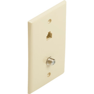 Combo Phone/Video Jack Plate - White - Package Of 2