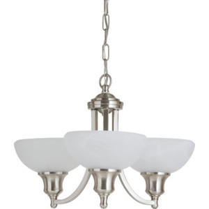 3 Light ChandelierBrushed Nickel Incandescent Alabaster Glass