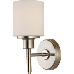 One-Light Wall Sconce Brushed Nickel White Glass