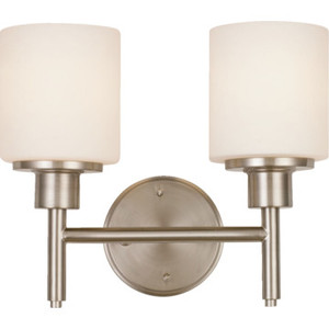 Aubrey Two-Light Vanity Brushed Nickel White Cylinder Glass