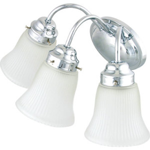 Three-Light Vanity Chrome Frosted Tulip Ribbed Glass