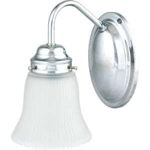 One-Light Wall Sconce Chrome Frosted Tulip Ribbed Glass