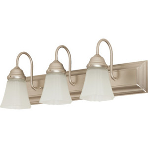 Three-Light Vanity Satin Nickel Frosted Glass