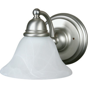 One-Light Wall Sconce Satin Nickel Alabaster-Style Glass