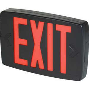 Black Thermoplastic LED Red Exit Sign With Emergency Battery Back Up
