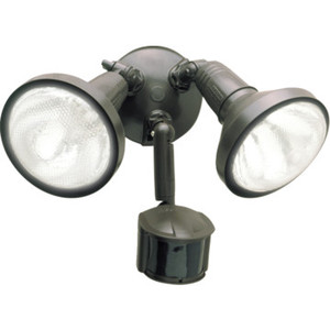 Cooper Two-Light Incandescent Motion Detector Floodlight Fixture Bronze