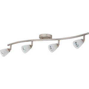Four-Light Adjustable Halogen Track Light Fixture Brushed Nickel