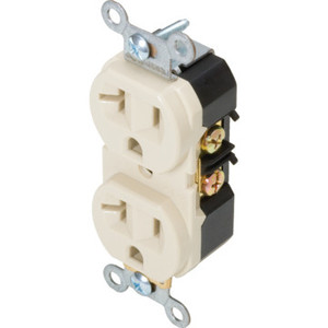 20 Amp Commercial Grade Receptacle - Back & Side Wired - White - Package of 10