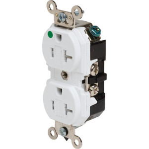 20 Amp Hospital Grade Tamper Resistant Duplex Receptacle - White