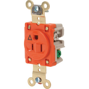 20 Amp Isolated Ground Single Receptacle - Orange