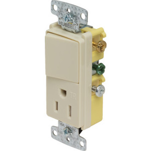 15 Amp Decorator Switch/TR Receptacle Combo - Ivory