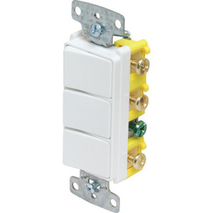 15 Amp Decorator Triple Stack Switch -White