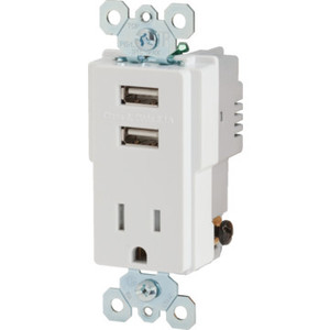 20A USB Charger and Single Tamper Resistant Receptacle - White