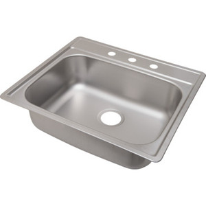 Aspen 22 X 25" Single Bowl Kitchen Sink Stainless Steel 3 Hole 8" Depth