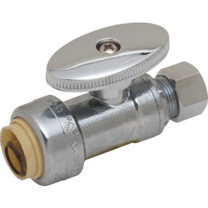 Maintenance Warehouse Push-To-Connect Qtr-Turn Straight Stop Valve 1/2 x 3/8