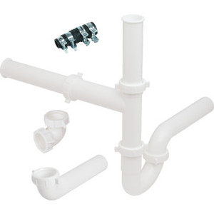 Double Bowl Kitchen Sink And Disposer Drain Kit With Offset