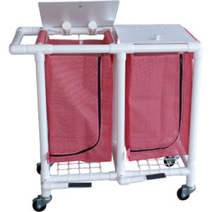 MJM Double Hamper With Foot Pedals 33 Gallon Mauve Mesh