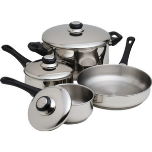 7-Piece Stainless Steel Pot/Pan Set Case Of 2