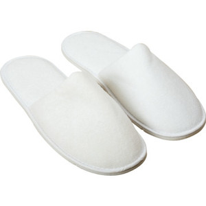 Slippers Terry Cloth Closed Toe White Package Of 10