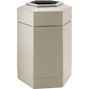 30 Gallon PolyTec Hexagon Beige Trash Can
