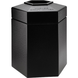 45 Gallon PolyTec Hexagon Black Trash Can