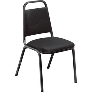 NPSC Black Vinyl Seat Stackable Chair Package Of 4