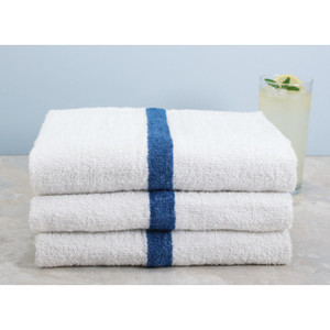 Pool Towel Cam 22x44 6 Lbs/Dozen White With Blue Center Stripe Package Of 12