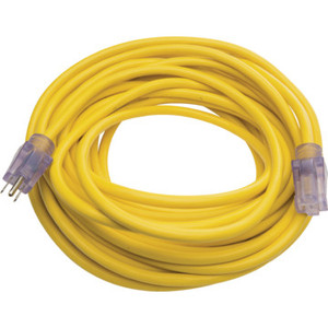 25' Yellow Outdoor Extension Cord - Lighted Ends - 12/3 SJTW