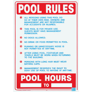 Pool/Spa Safety Sign "Pool Rules"