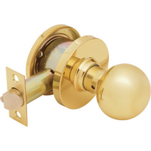 Shield Security Cylindrical Communicating Door Knob Polished Brass