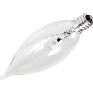 Flame Bulb Value Light 15W Candelabra Base Clear 130V 25pk