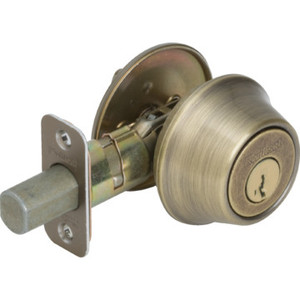 Kwikset Single Cylinder Deadbolt With SmartKey ANSI Grade 3 Antique Brass