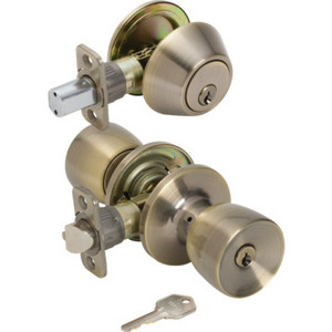 Shield Security Tulip Entry Single Cylinder Deadbolt Combo Antique Brass