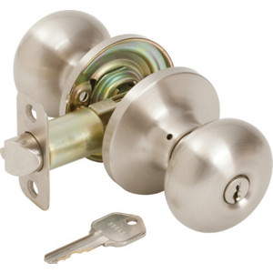 Shield Security Flat Ball Entry Knob Satin Nickel