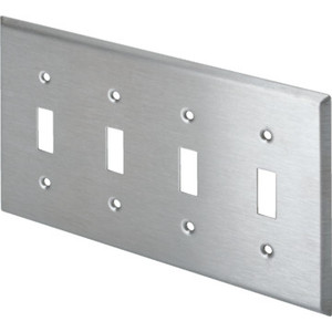 Quad Gang Toggle Switch Wall Plate - Stainless Steel