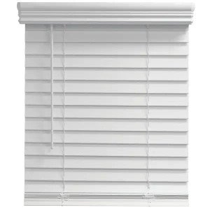 47x60 Inch White 2 Inch Faux Wood Horizontal Blind