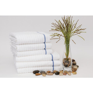 Waves Ribbed Pool Towel 24x50 10.5 Lbs/Doz White With Blue Border Case Of 60