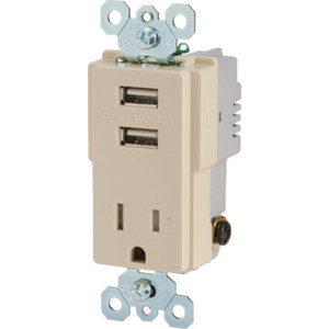 15A Usb Charger And Single Tamper Resistant Receptacle Ivory