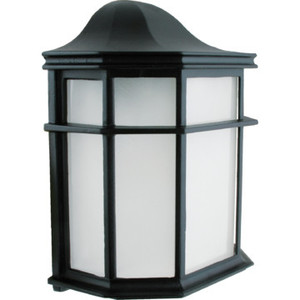 Outdoor Fluorescent Porch Lantern, 13 Watt, Black, White Acrylic Lens