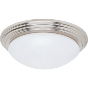 1 Light 27WFluorescent Flush Mount Fixture Brushed Nickel White 14" Diameter