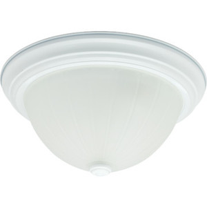 2 Light 26 Watt Fluorescent Flush Mount Fixture White Frosted Melon 13"
