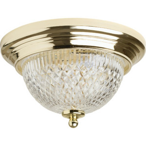 2 Light 26WFluorescent Flush Mount Fixture Clear Prismatic 11" Diameter