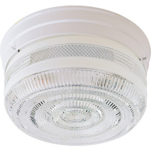 2 Light Flush Mount Fixture White Clear And White Glass 10"