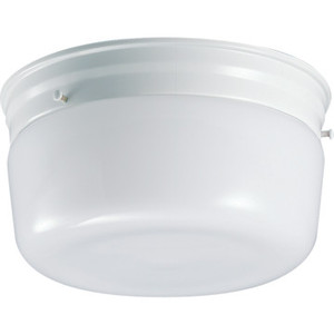 2 Light Flush Mount Fixture White White Glass 8"