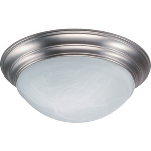 Light Flush Mount Fixture Satin Nickel Alabaster-Style Glass 16-3/4"