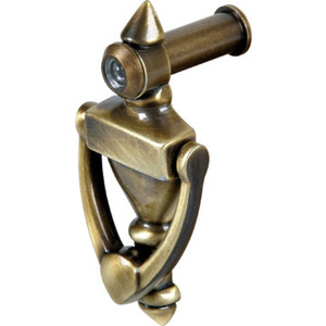 2-1/2" Door Knocker and 160 Degree Viewer Antique Brass