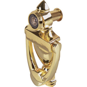 3-1/2" Door Knocker and 180 Degree Viewer Brass
