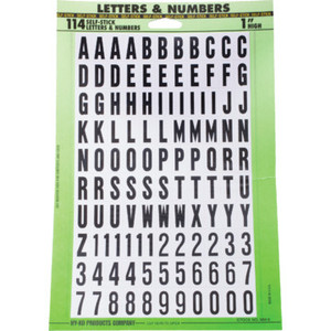 1" Black On White Vinyl Letter And Number Kit