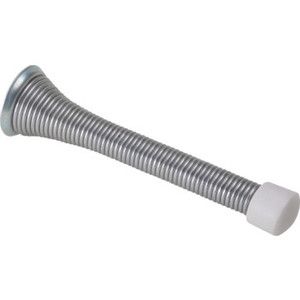 Commercial Flexible Spring Door Stop 4" Satin Chrome, Package of 5