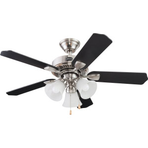 Seasons Torrena 42 in Dual-Mount Ceiling Fan Brushed Nickel Frosted Light Kit